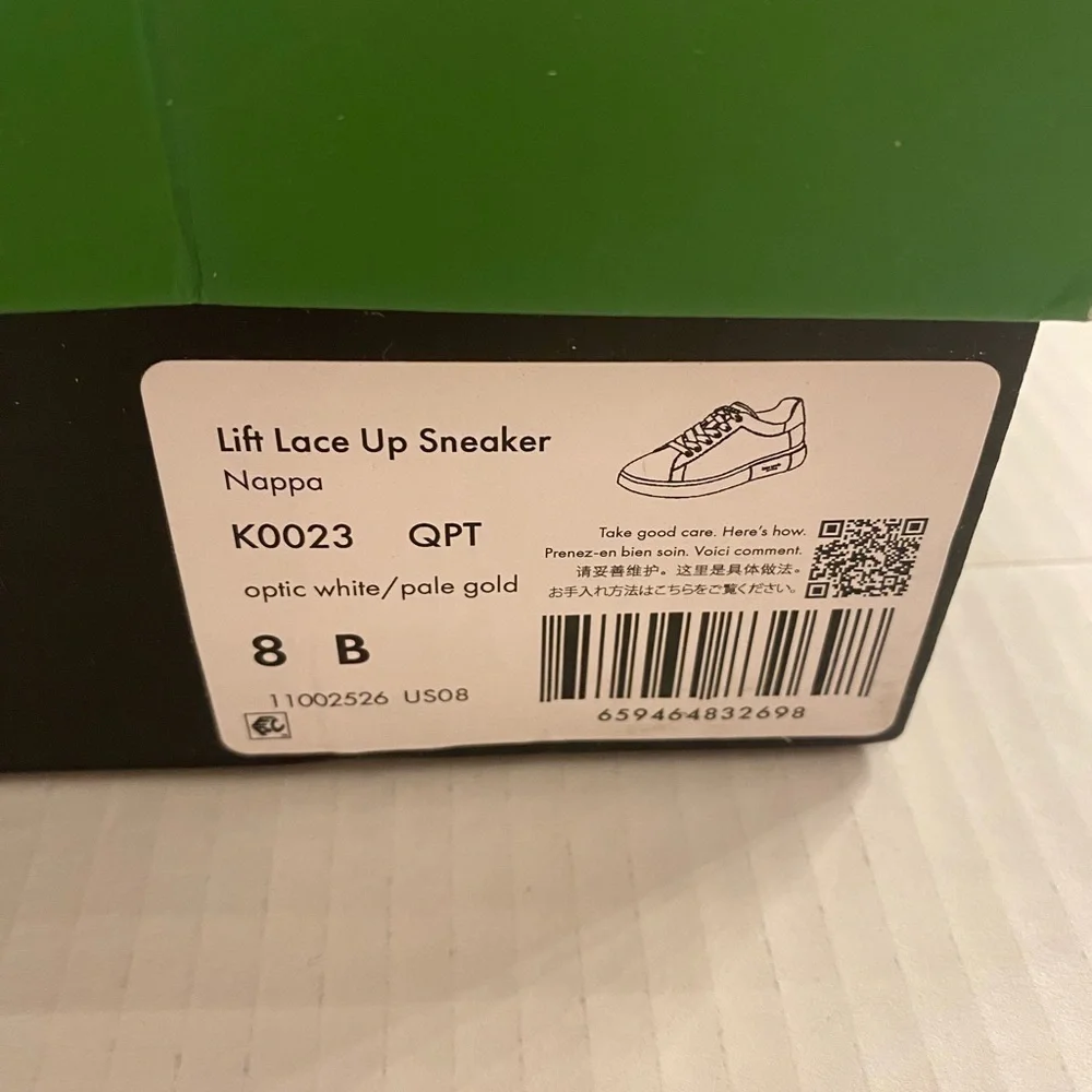 Kate Spade Women’s Nappa White Leather Sneakers Lace Up size 8.5 used in box